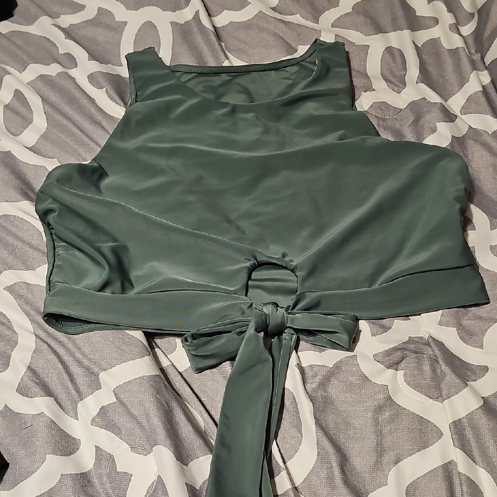 Sleek Green Tie-Front Top
